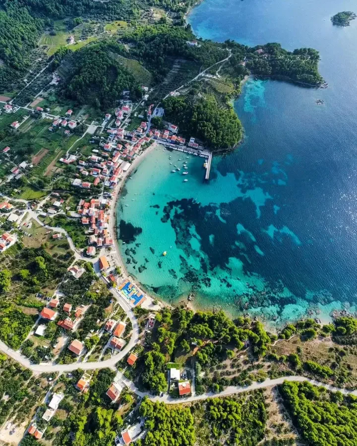 Aerial view of the Adriatic bay near the retreat location